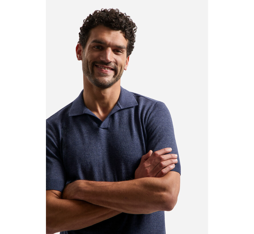 No Excess Pullover Short Sleeve V-Polo Melange Night (31220292SN - 078)