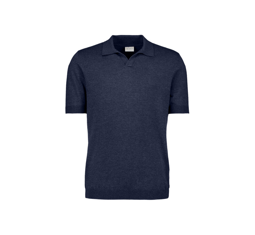 No Excess Pullover Short Sleeve V-Polo Melange Night (31220292SN - 078)