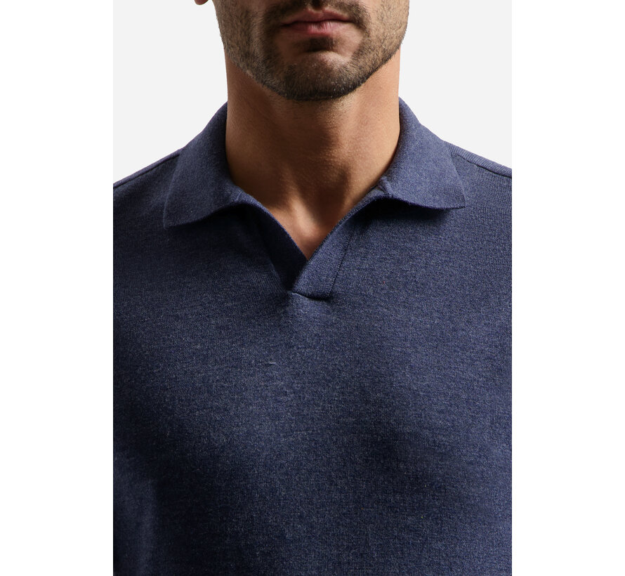 No Excess Pullover Short Sleeve V-Polo Melange Night (31220292SN - 078)