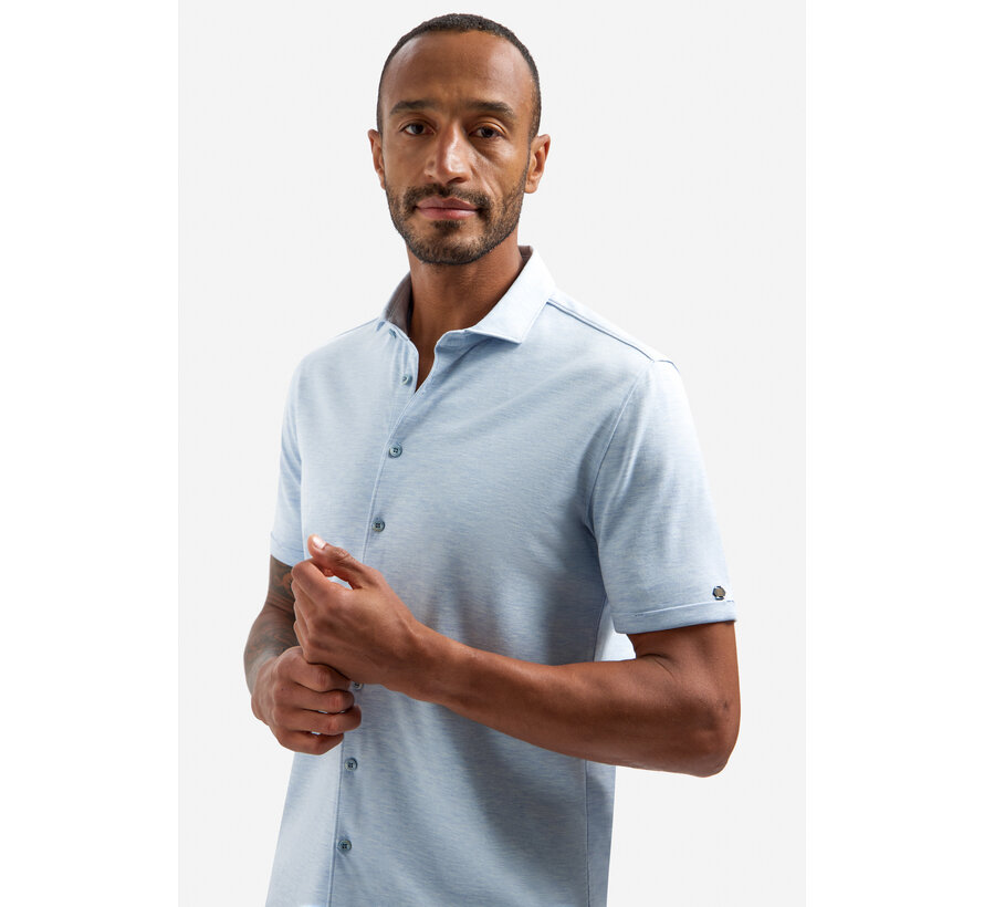 Shirt Short Sleeve Melange Jersey Blue (31420281SN - 030)