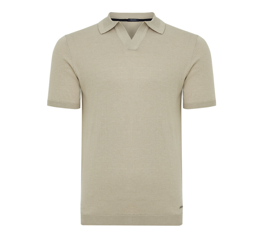 Knitted V-Neck Polo Ginoberto Beige (TRKWKA138 - 101)