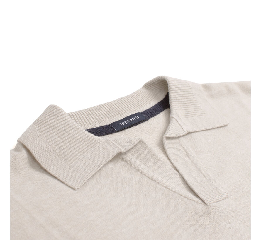 Knitted V-Neck Polo Ginoberto Off-White (TRKWKA138 - 105)