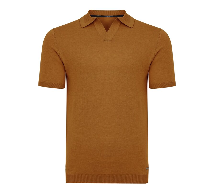 Knitted V-Neck Polo Ginoberto Brick (TRKWKA138 - 405)