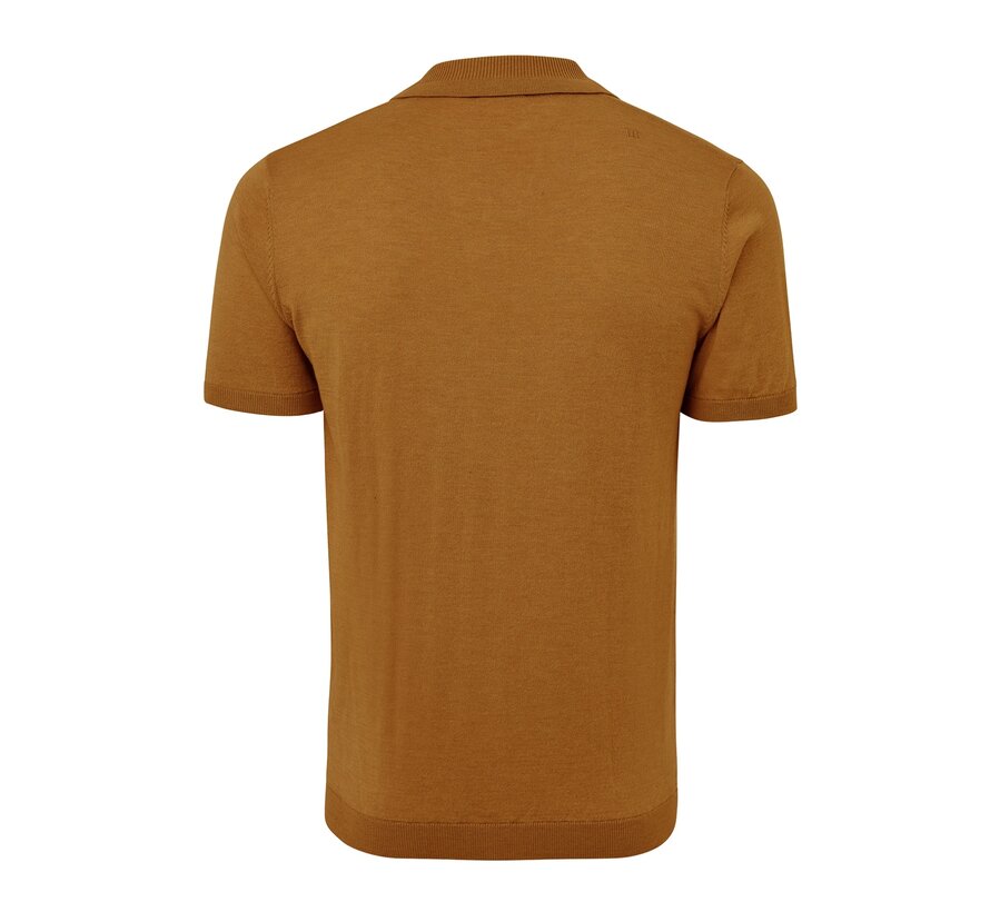 Knitted V-Neck Polo Ginoberto Brick (TRKWKA138 - 405)