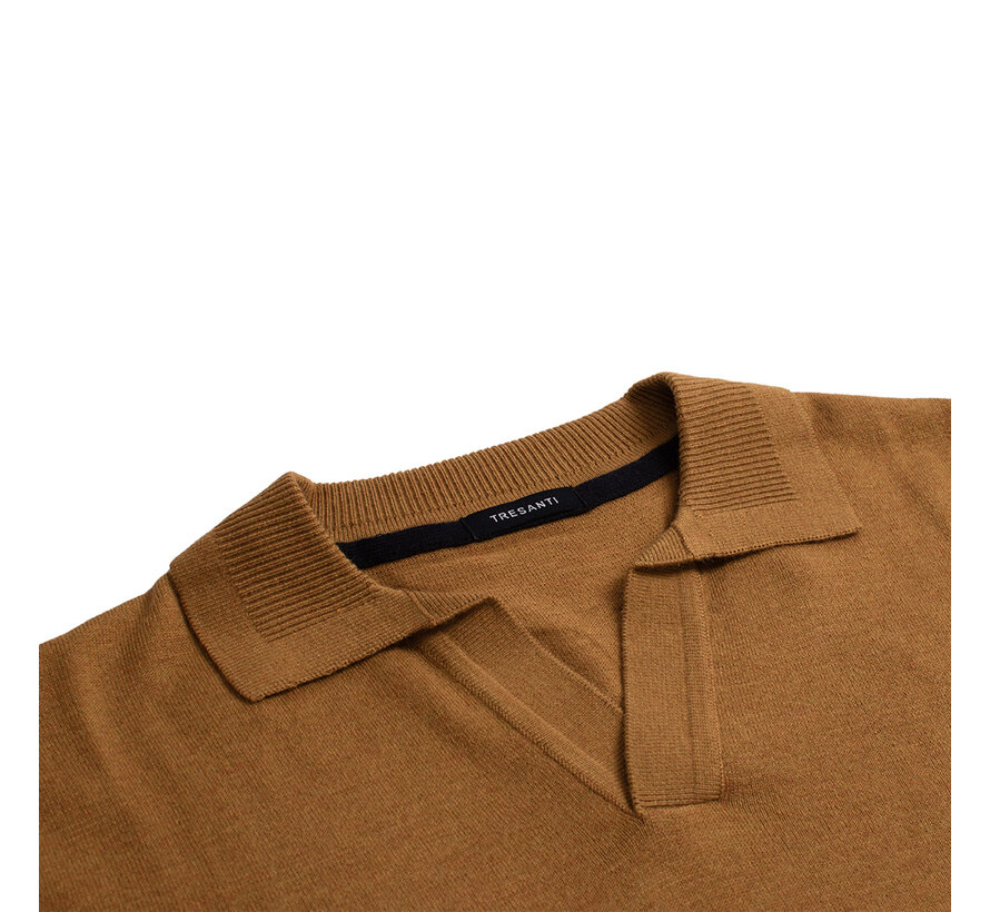 Knitted V-Neck Polo Ginoberto Brick (TRKWKA138 - 405)