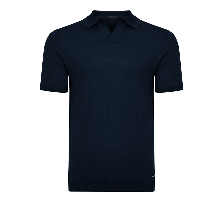 Knitted V-Neck Polo Ginoberto Navy (TRKWKA138 - 803)
