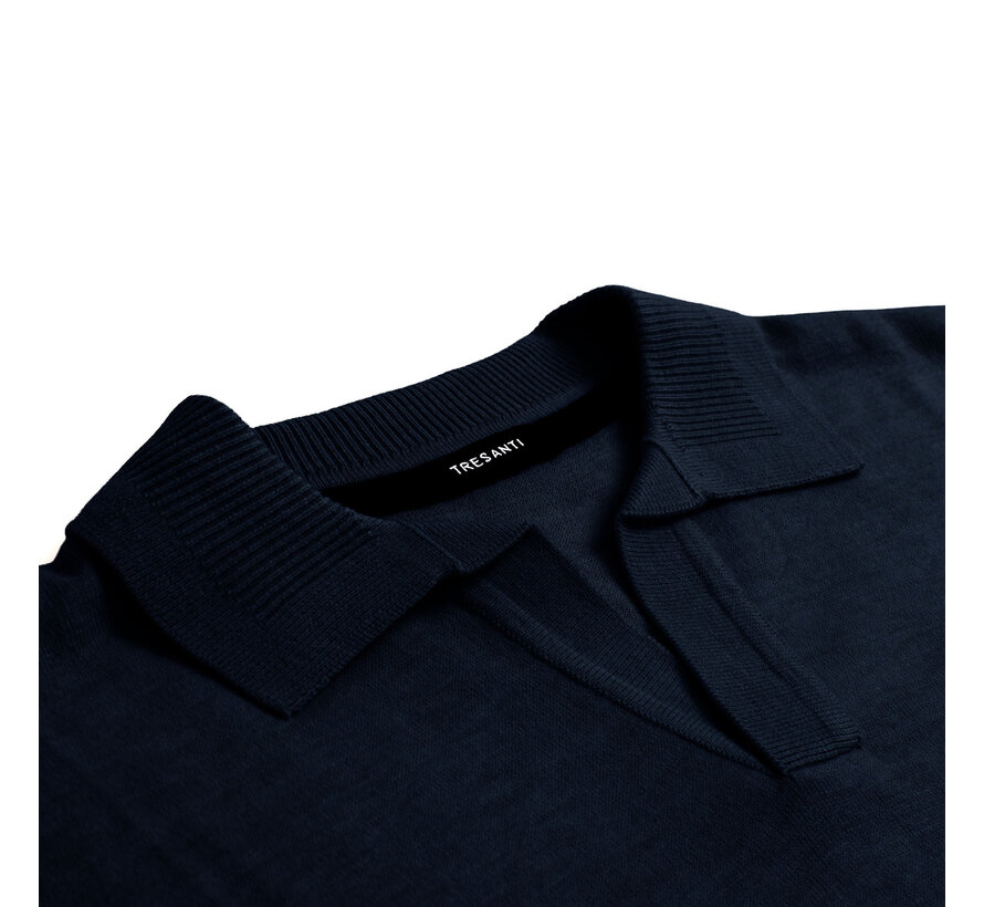 Knitted V-Neck Polo Ginoberto Navy (TRKWKA138 - 803)
