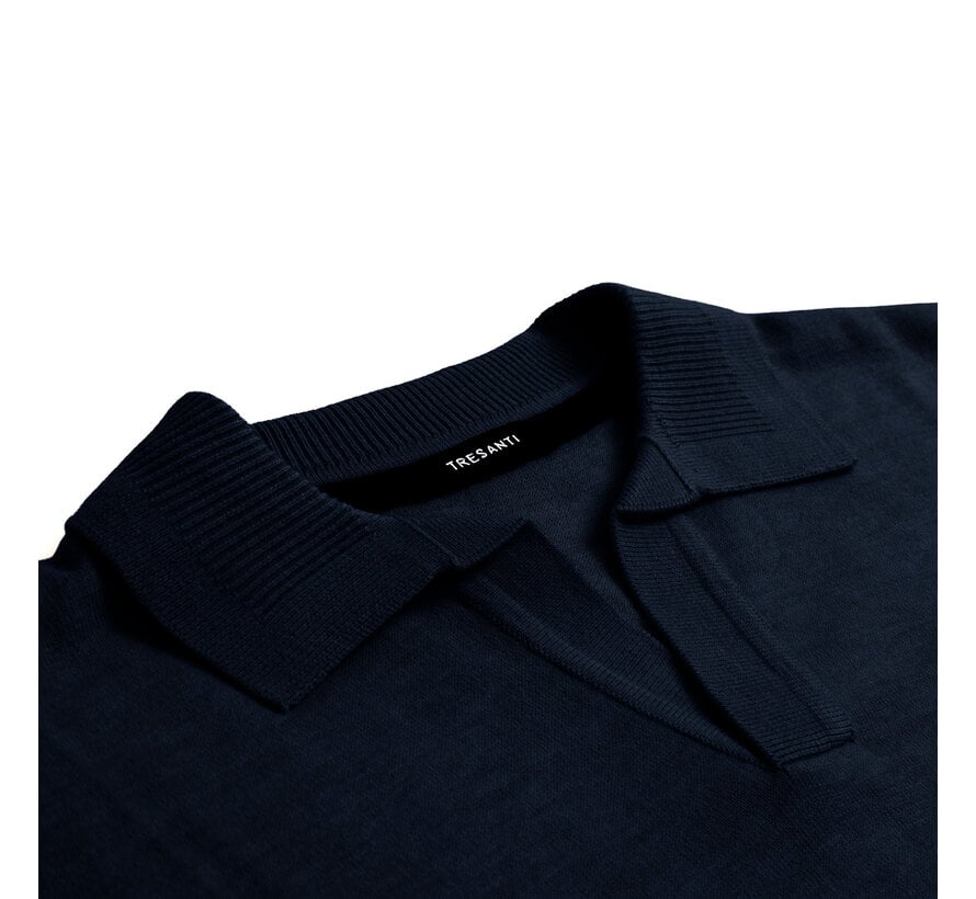 Tresanti Knitted V-Neck Polo Ginoberto Navy (TRKWKA138 - 803)