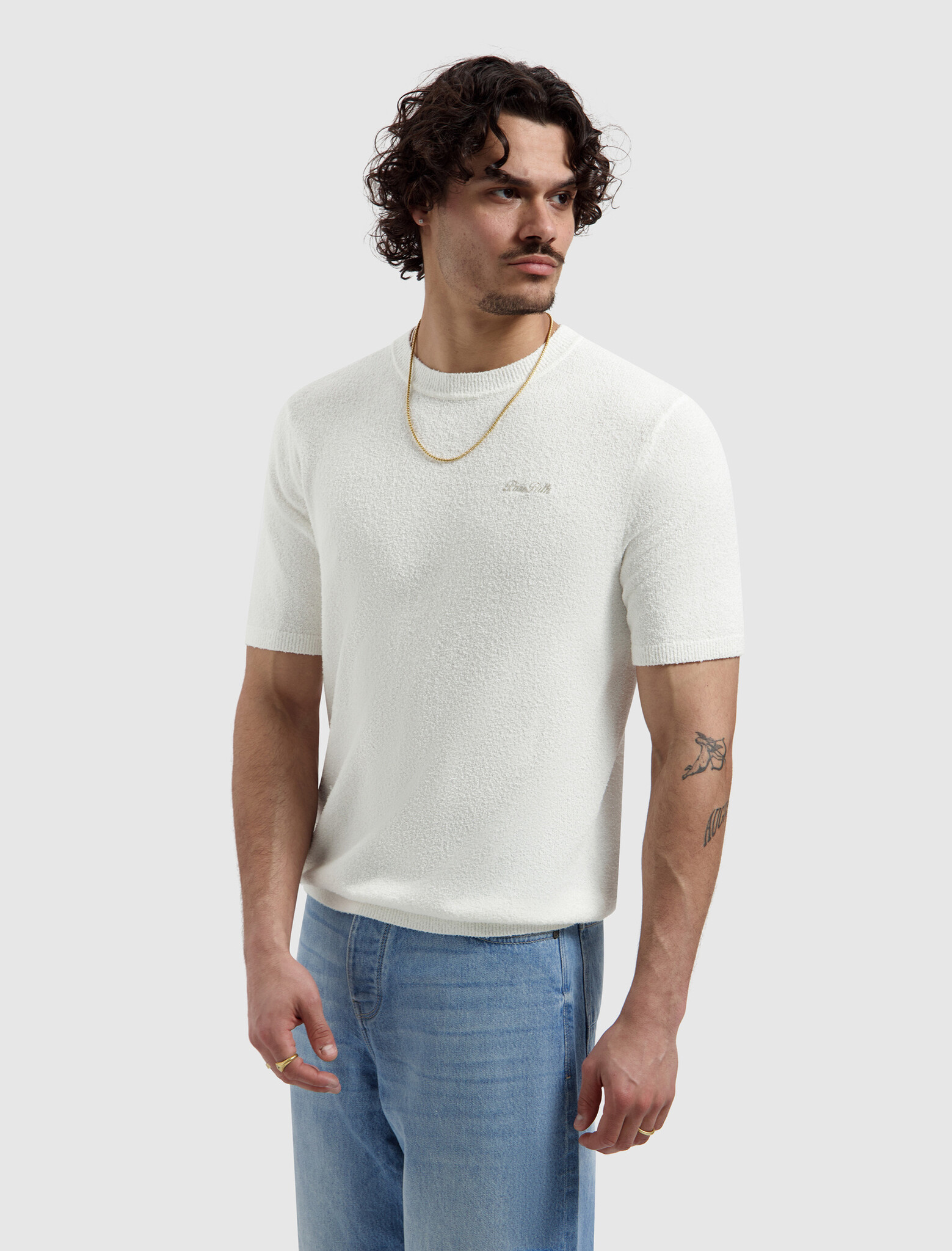 Pure Path Knitted T-Shirt Boucl&eacute; Offwhite 