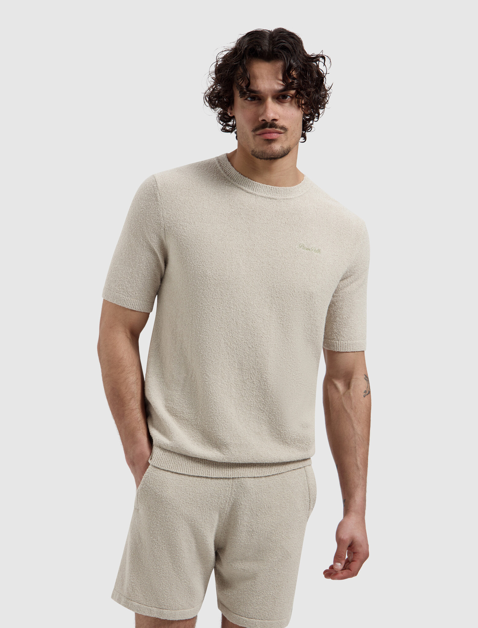 Pure Path Knitted T-Shirt Boucl&eacute; Sand 