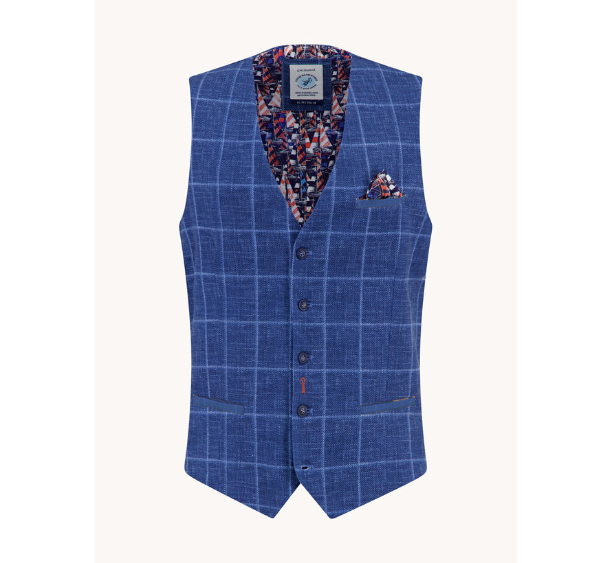 Gilet Waistcoat Travel Check Navy (33.132 - 604)