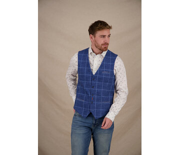A Fish Named Fred Gilet Waistcoat Travel Check Navy (33.132 - 604)