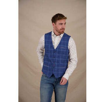 A Fish Named Fred Gilet Waistcoat Travel Check Navy (33.132 - 604)