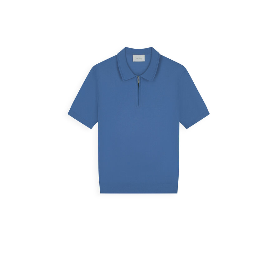 Knitted Half-Zip Polo Faded Cobalt (26010810 - 12)