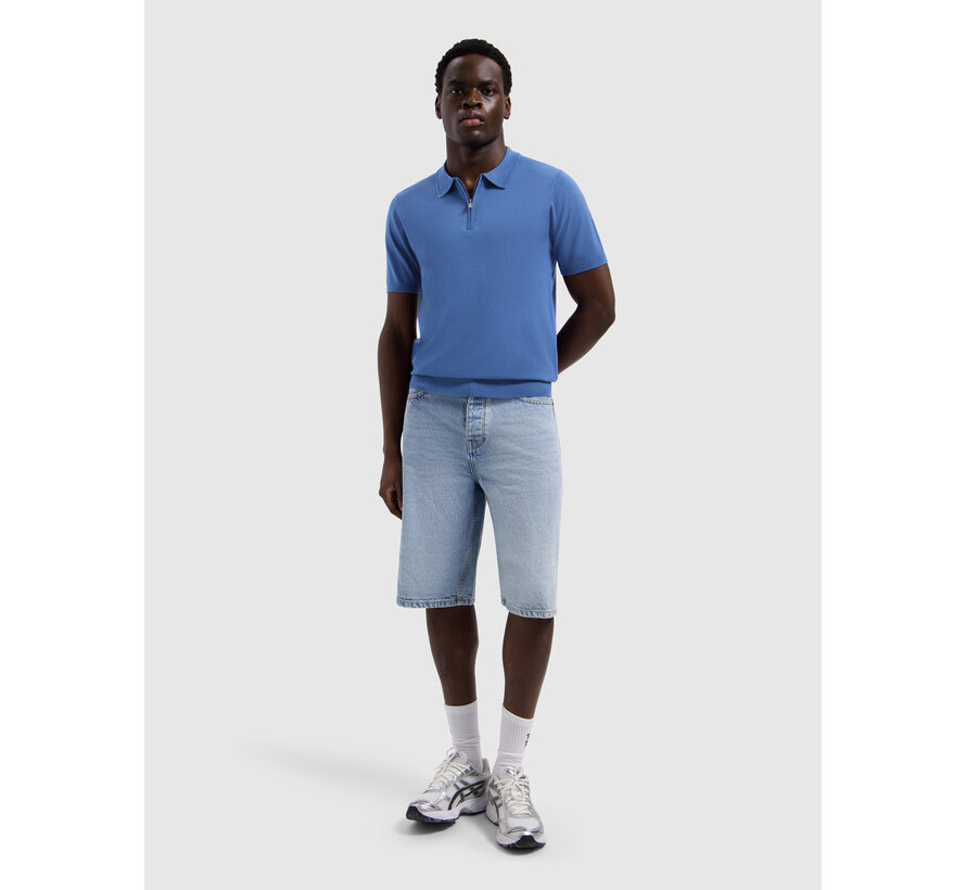 Knitted Half-Zip Polo Faded Cobalt (26010810 - 12)