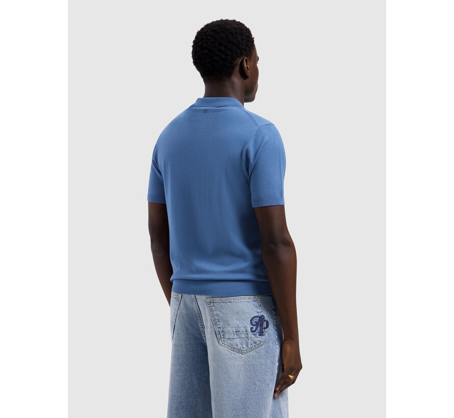 Knitted Half-Zip Polo Faded Cobalt (26010810 - 12)