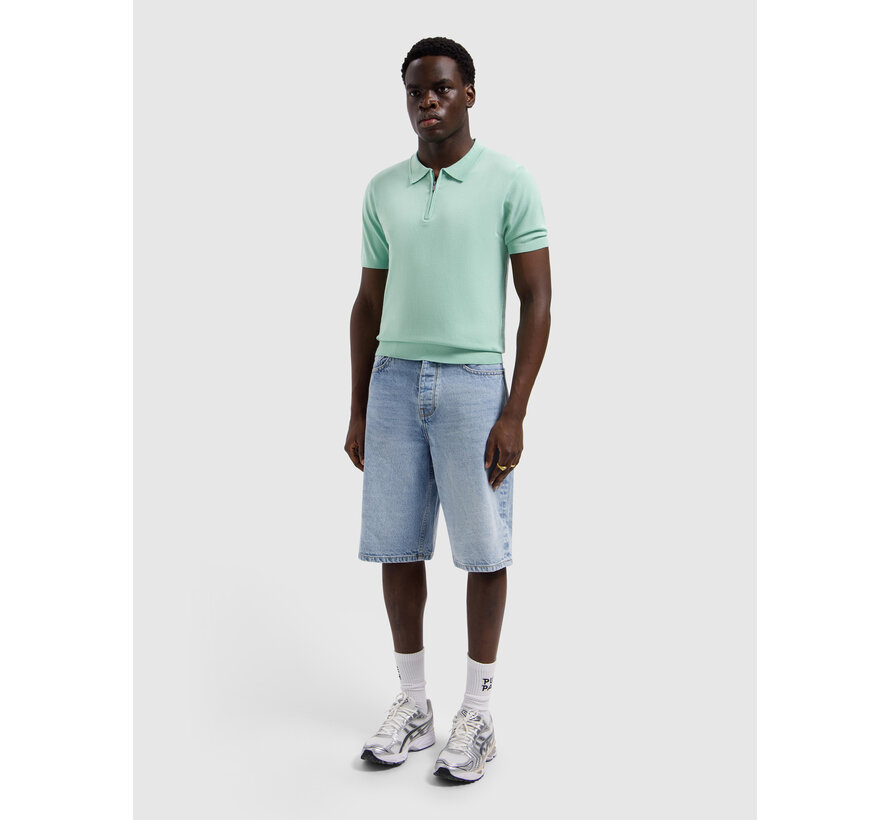 Knitted Half-Zip Polo Faded Mint (26010810 - 14)