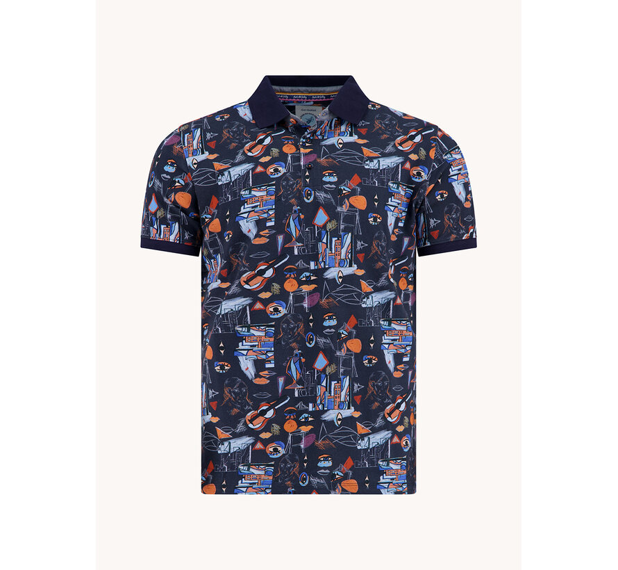 A Fish Named Fred Polo Cubist Navy (33.309 - 604)