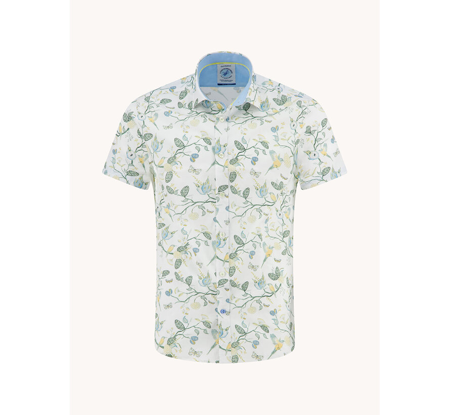 A Fish Named Fred Overhemd Korte Mouw Birdy Blooms Multicolor Green (33.058 - 072)