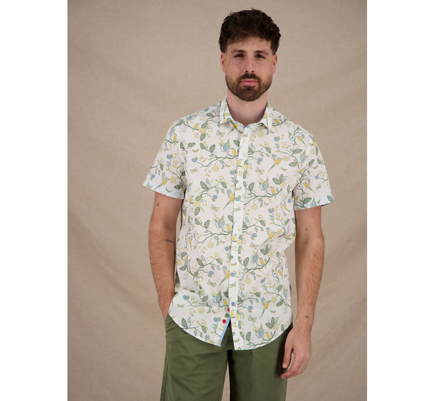 A Fish Named Fred Overhemd Korte Mouw Birdy Blooms Multicolor Green (33.058 - 072)