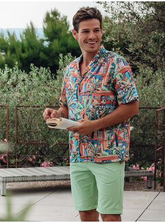 A Fish Named Fred A Fish Named Fred Overhemd Korte Mouw Tropical Sketch Multicolor All Color (33.061 - 073)