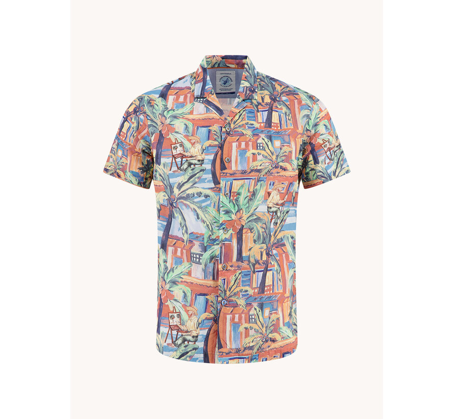 A Fish Named Fred Overhemd Korte Mouw Tropical Sketch Multicolor All Color (33.061 - 073)