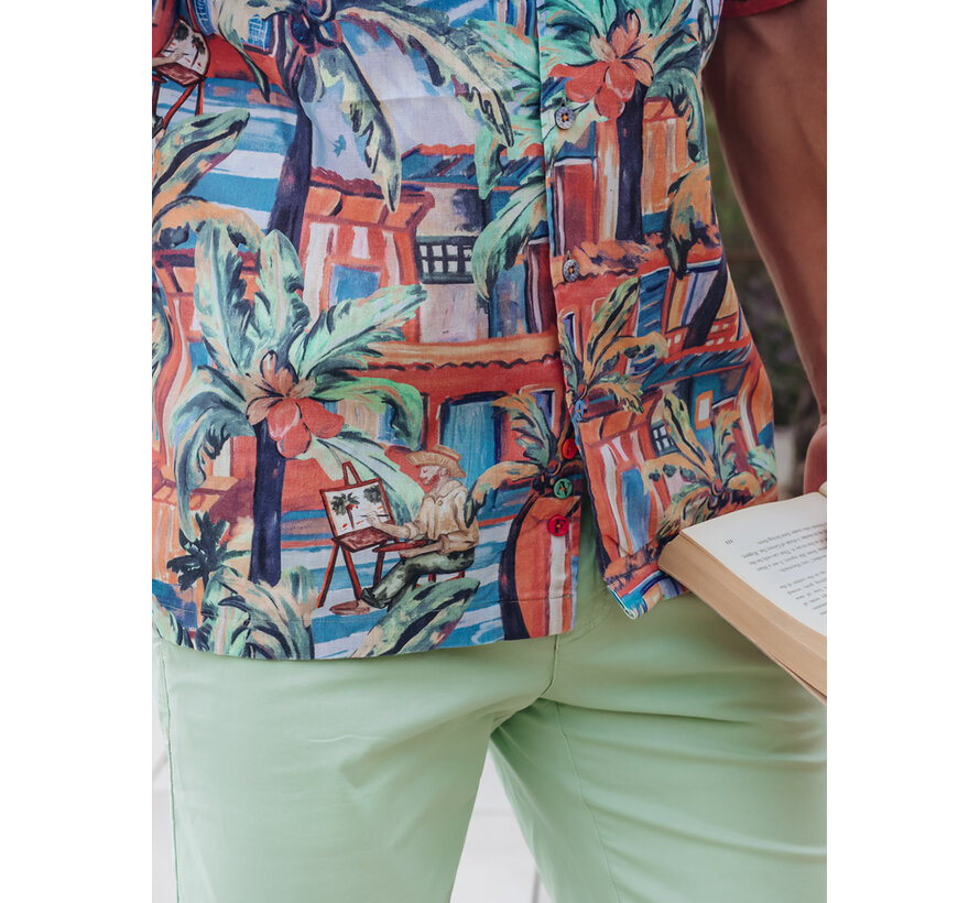 A Fish Named Fred Overhemd Korte Mouw Tropical Sketch Multicolor All Color (33.061 - 073)