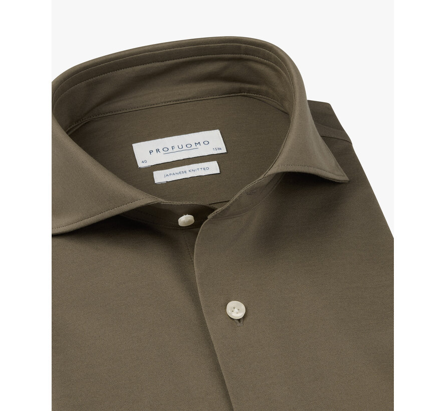 Profuomo Overhemd Japanse Knitted Slim Fit Light Brown (PPXH10032B)