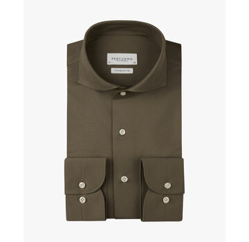 Profuomo Profuomo Overhemd Japanse Knitted Slim Fit Light Brown (PPXH10032B)