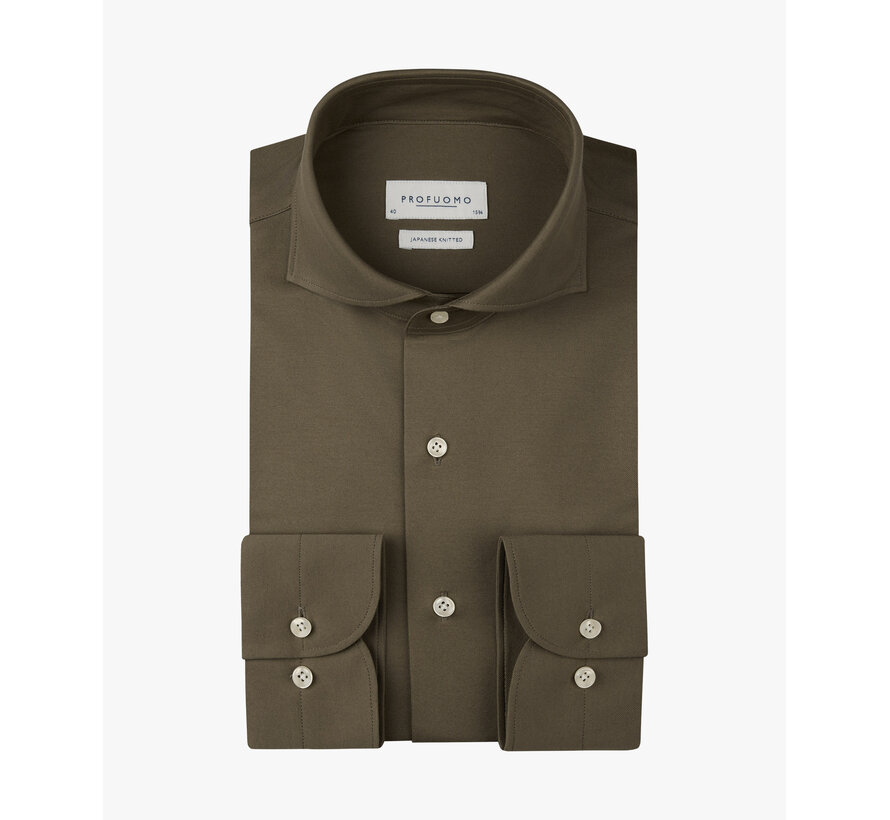 Profuomo Overhemd Japanse Knitted Slim Fit Light Brown (PPXH10032B)