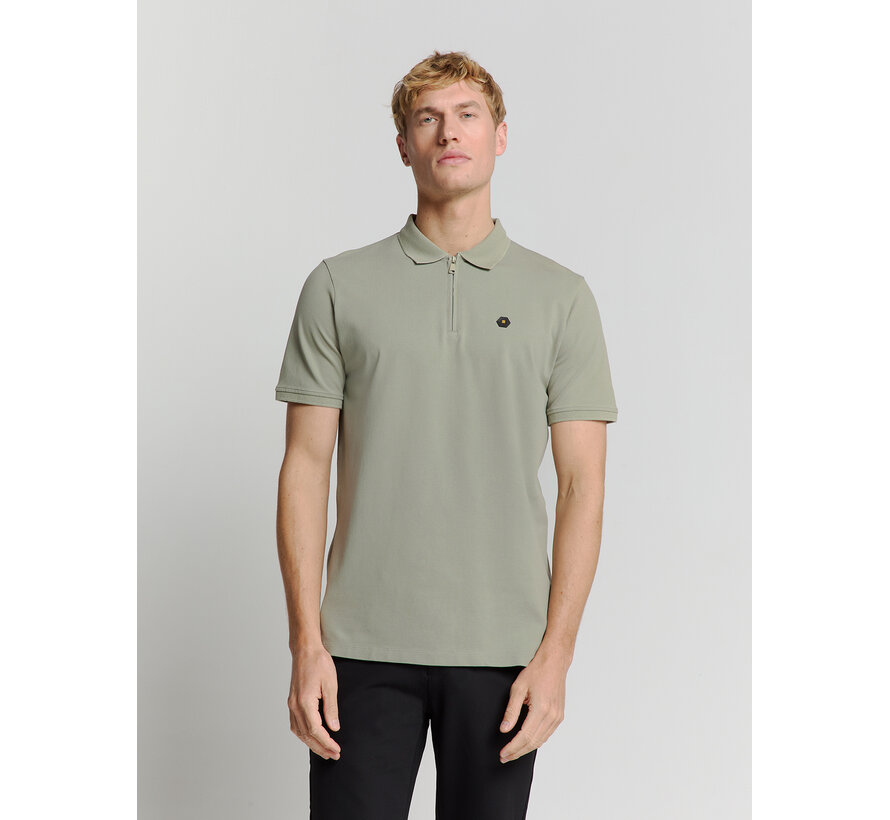 Polo Zip Pique Garment Dyed Smoke (28380422 - 049)