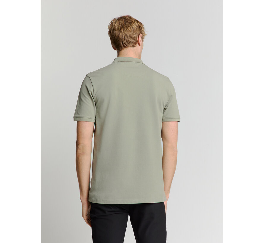 Polo Zip Pique Garment Dyed Smoke (28380422 - 049)