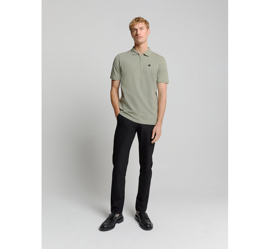 Polo Zip Pique Garment Dyed Smoke (28380422 - 049)