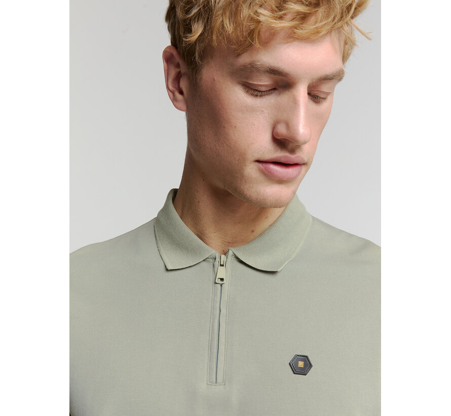 Polo Zip Pique Garment Dyed Smoke (28380422 - 049)