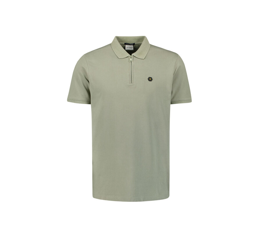 Polo Zip Pique Garment Dyed Smoke (28380422 - 049)