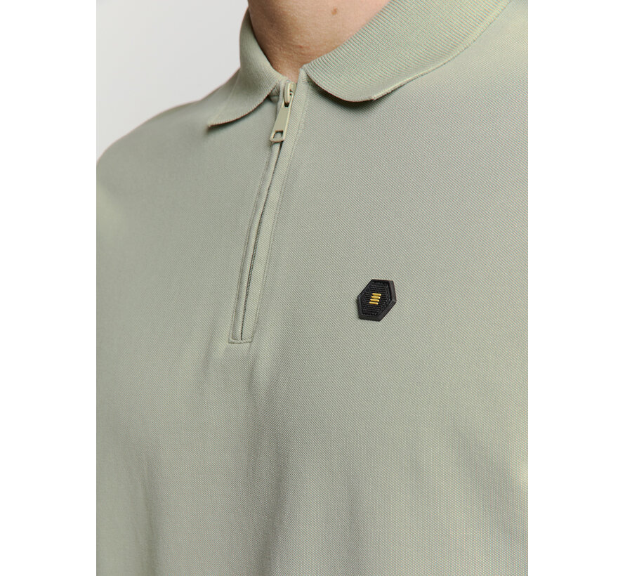 Polo Zip Pique Garment Dyed Smoke (28380422 - 049)