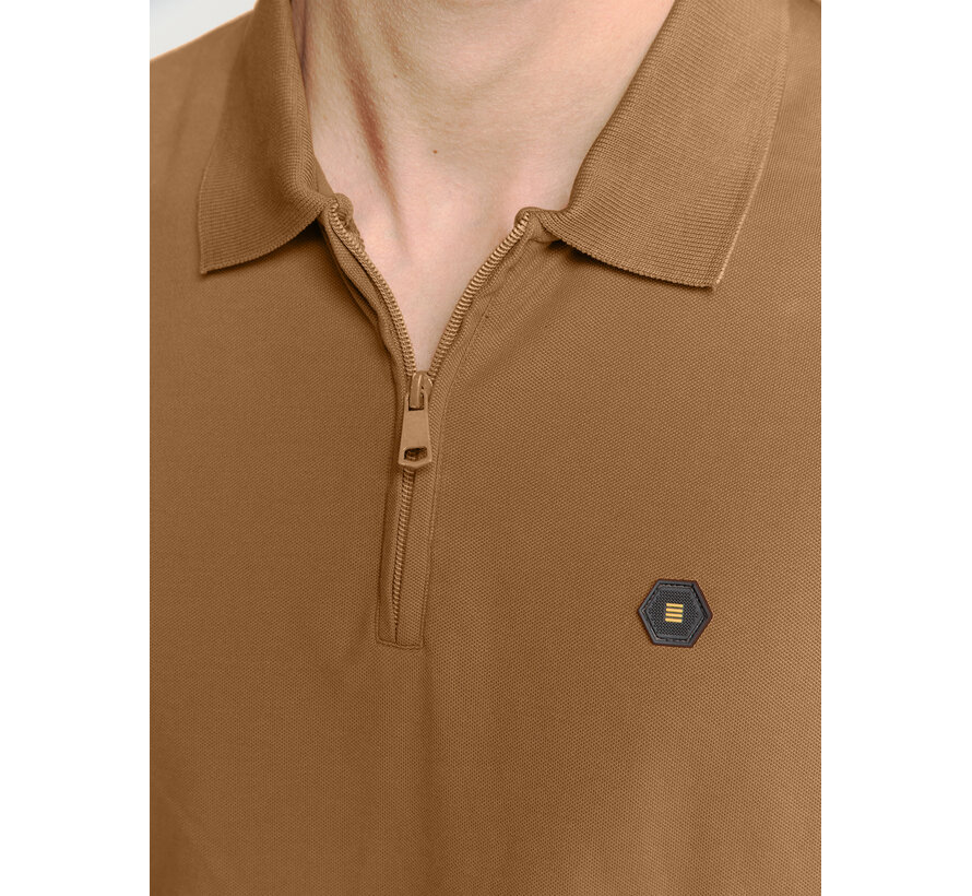 Polo Zip Pique Garment Dyed Camel (28380422 - 140)
