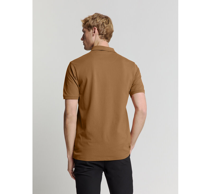 Polo Zip Pique Garment Dyed Camel (28380422 - 140)