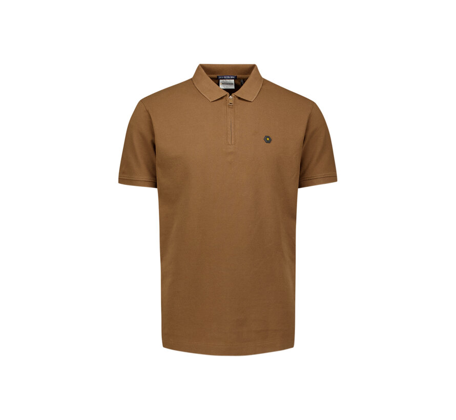 Polo Zip Pique Garment Dyed Camel (28380422 - 140)