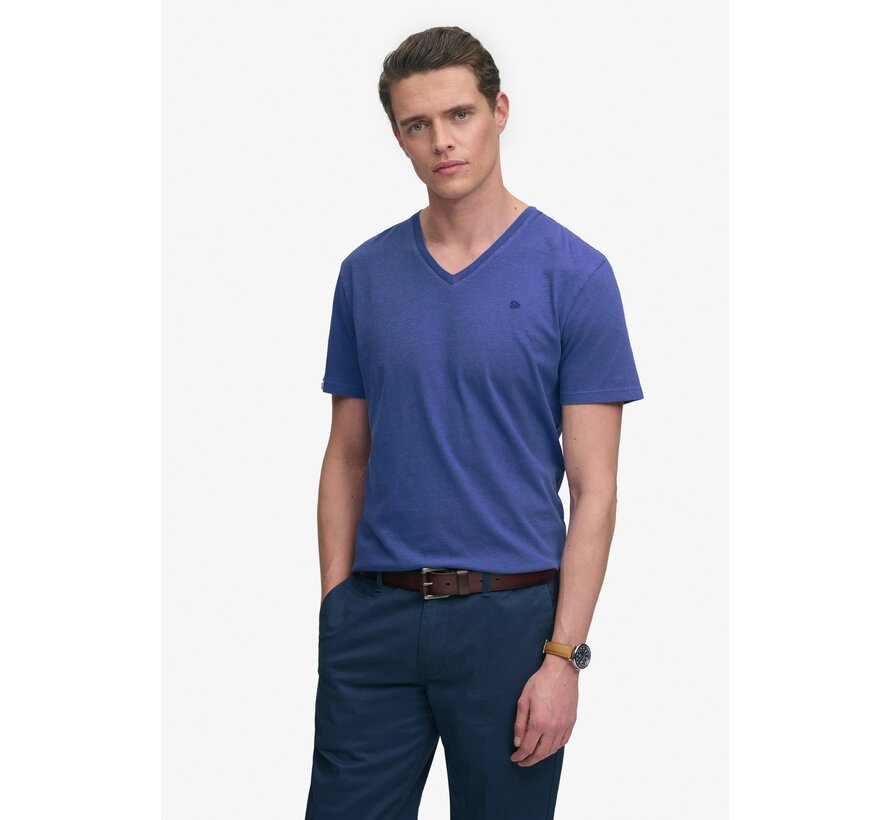 T-shirt Classic Cotton Linen Vee Serge Blue (M1012391A - K5B)