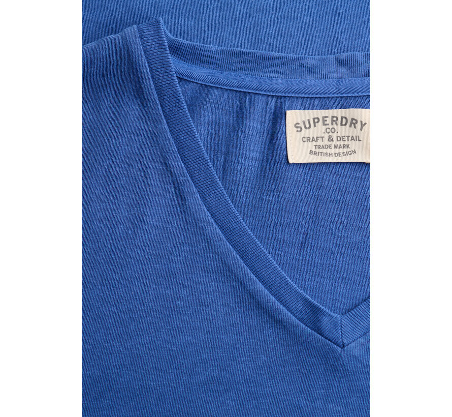 T-shirt Classic Cotton Linen Vee Serge Blue (M1012391A - K5B)