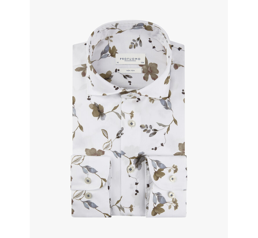 Profuomo Overhemd Cutaway Slim Fit Non Iron Blue Beige (PPXH10048A)