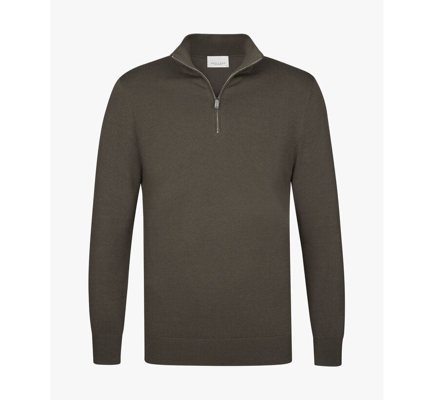Profuomo Half Zip Pullover Tencel Brown (PPXJ10008B)