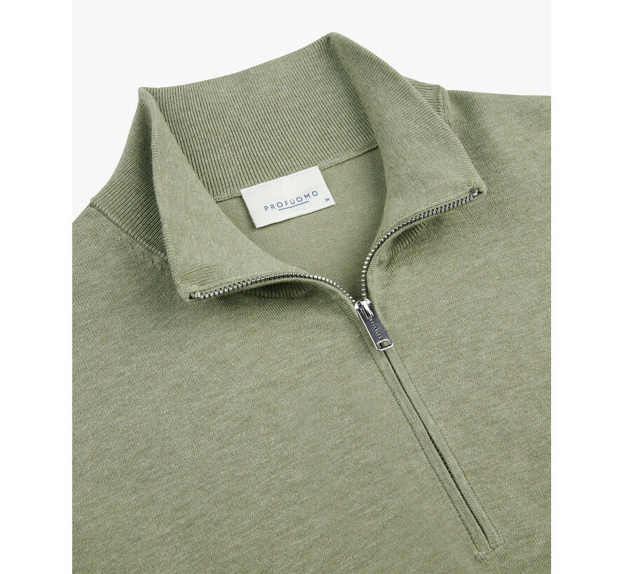 Profuomo Half Zip Pullover Tencel Mid Green (PPXJ10008D)