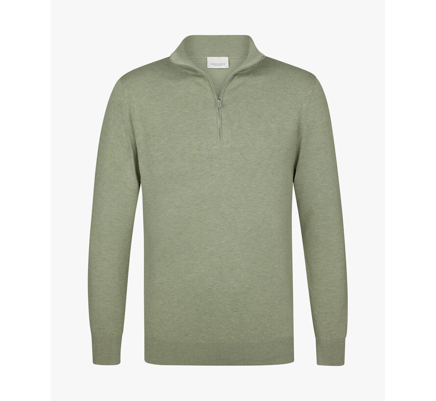 Profuomo Half Zip Pullover Tencel Mid Green (PPXJ10008D)