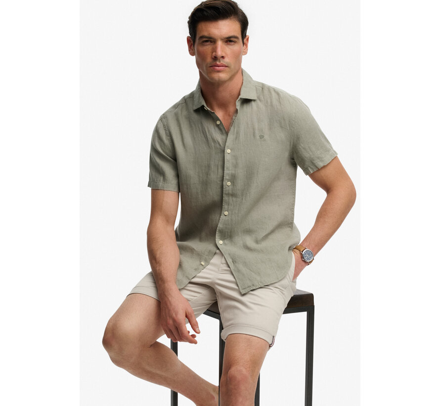 Korte Mouw Overhemd Riviera Linen Bay Green (M4011104A - J3C)