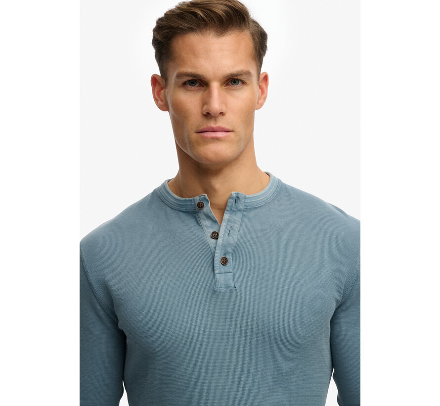 Longsleeve T-shirt Textured Grandad Blue (M6010956A - 7MN)