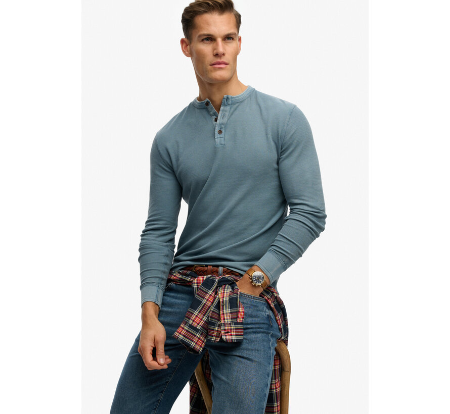 Longsleeve T-shirt Textured Grandad Blue (M6010956A - 7MN)