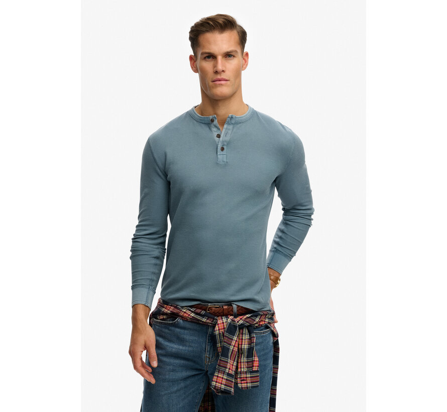 Longsleeve T-shirt Textured Grandad Blue (M6010956A - 7MN)