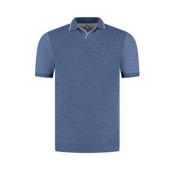 Fellows United Polo Premium Structure And Plated Front Mid Blue (61.3662 - 115)
